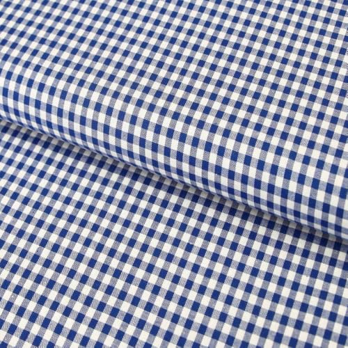 Baumwollstoff kariert/Popeline'0,5 cm weiß/blau royalblau Karomuster' - Popeline Meterware ab 25 cm Länge