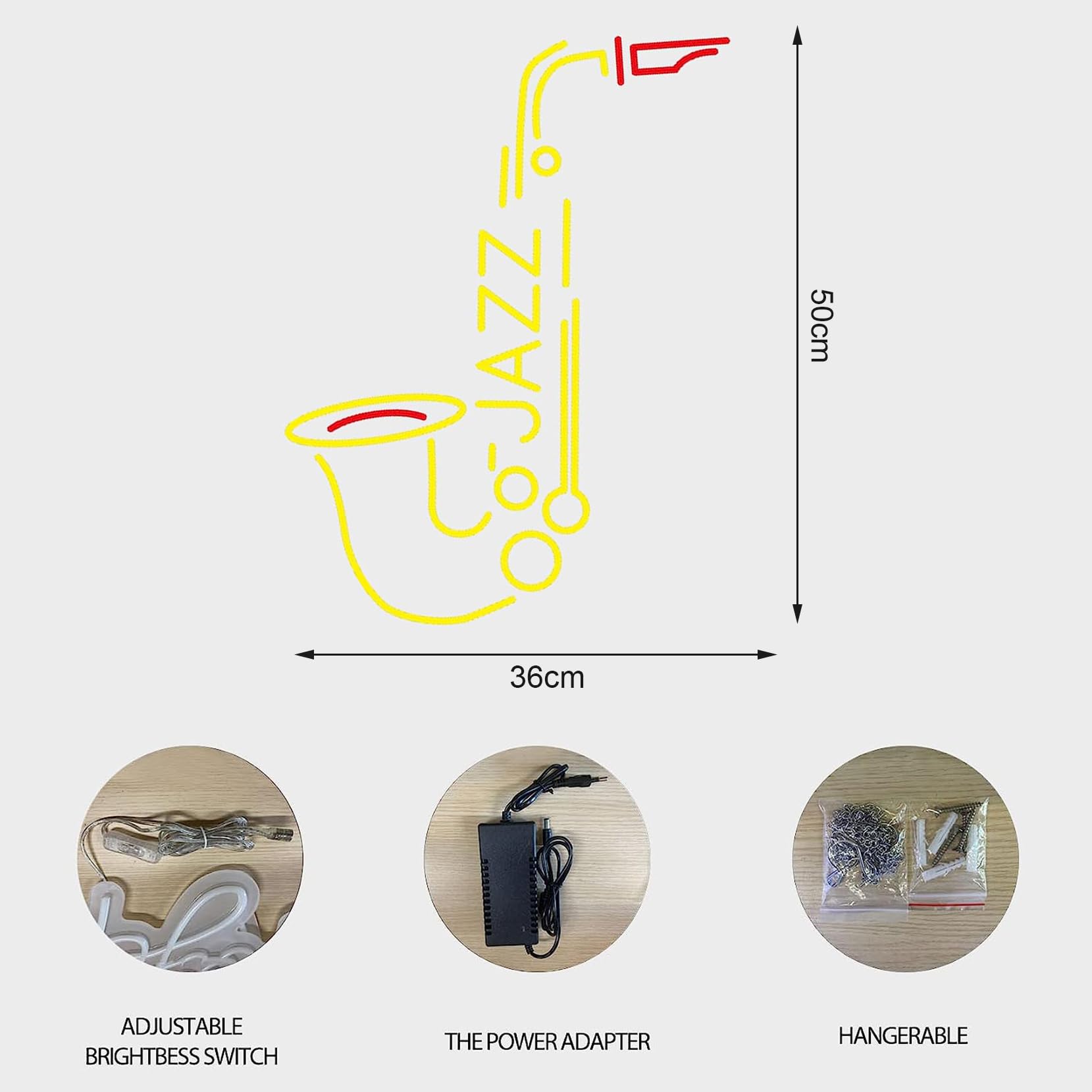 Saxophone Music Jazz Neon Sign Segno a LED Personalizzato per la casa Regalo di Compleanno degli Uomini,Giallo