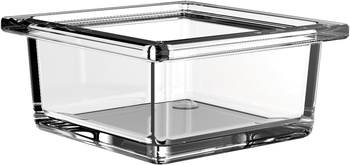 EMCO Liaison Square Glass Dish for Railing Clear Crystal Flat, Chrome, Normal