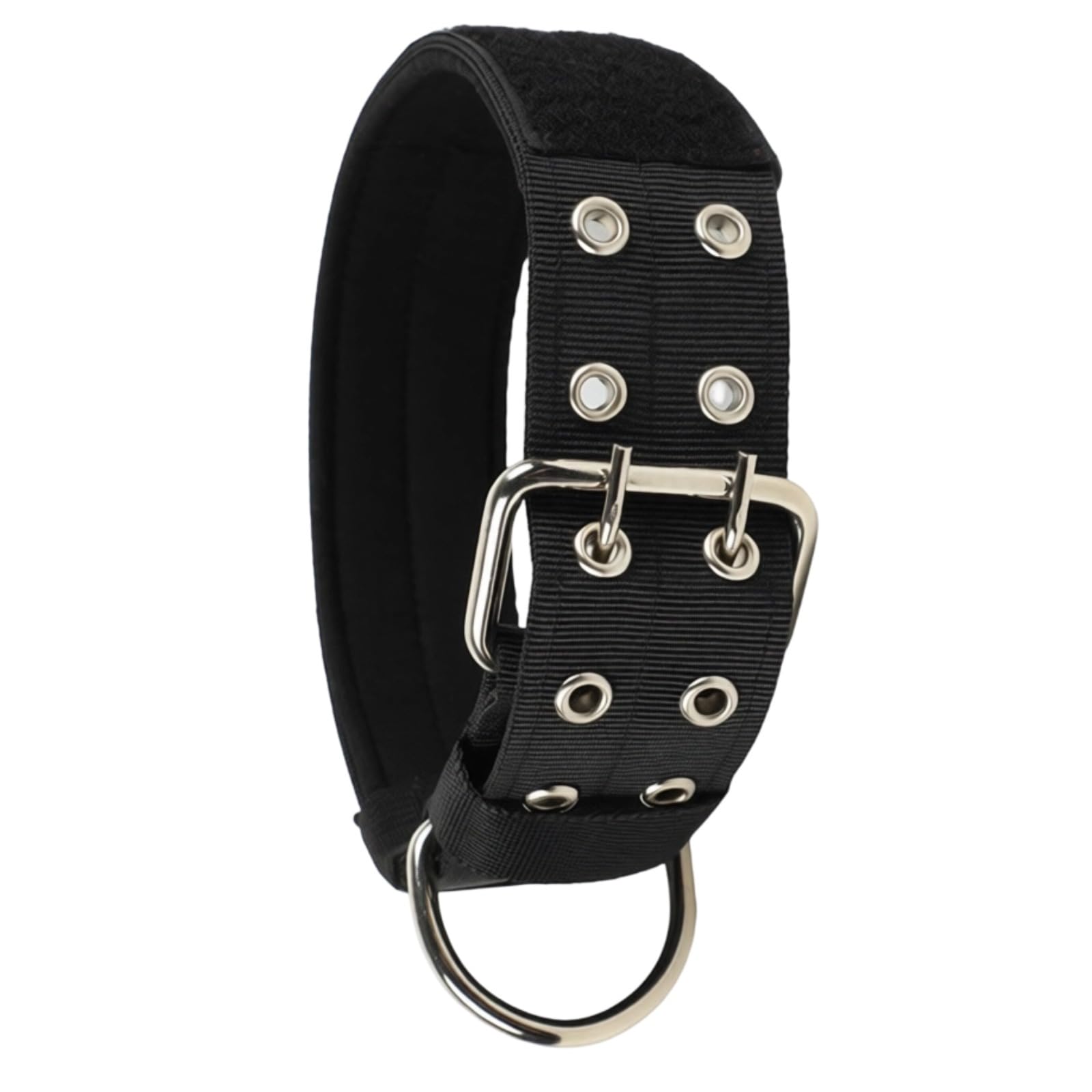 Collar de perro grande resistente, collar de nailon resistente de 1.6 pulgadas de ancho con anillo en D de metal, collar ajustable para perros medianos y grandes, cuello de 17.3 a 21.3 pulgadas, negro
