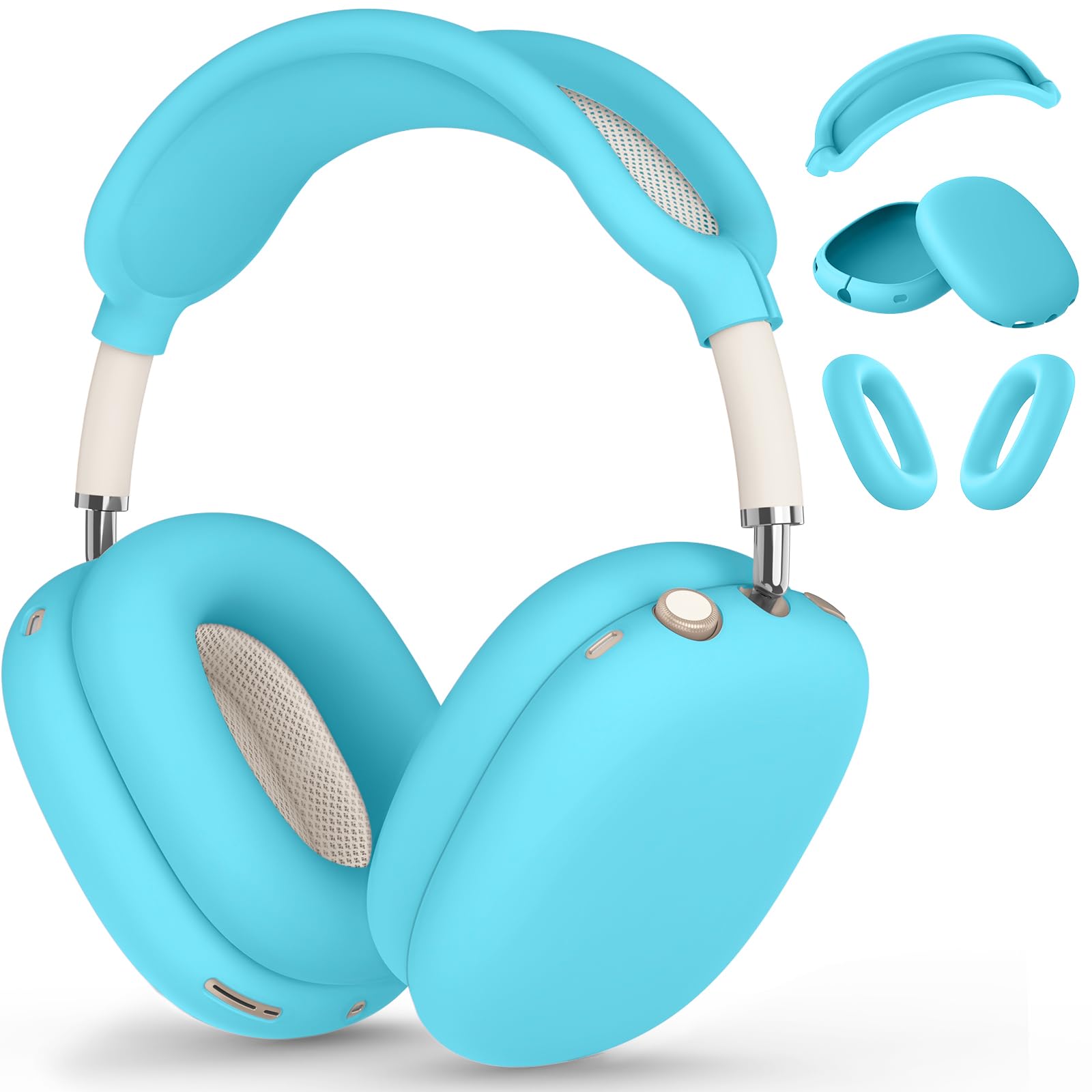 Silicone Case Cover for AirPods Max, Ear Pad Case Cover/Ear Cups Cover/Headband Cover for AirPods Max Headphones,Accessories Soft Silicone Protector for Apple AirPods Max New USB-C (2024) (Ocean Blue)