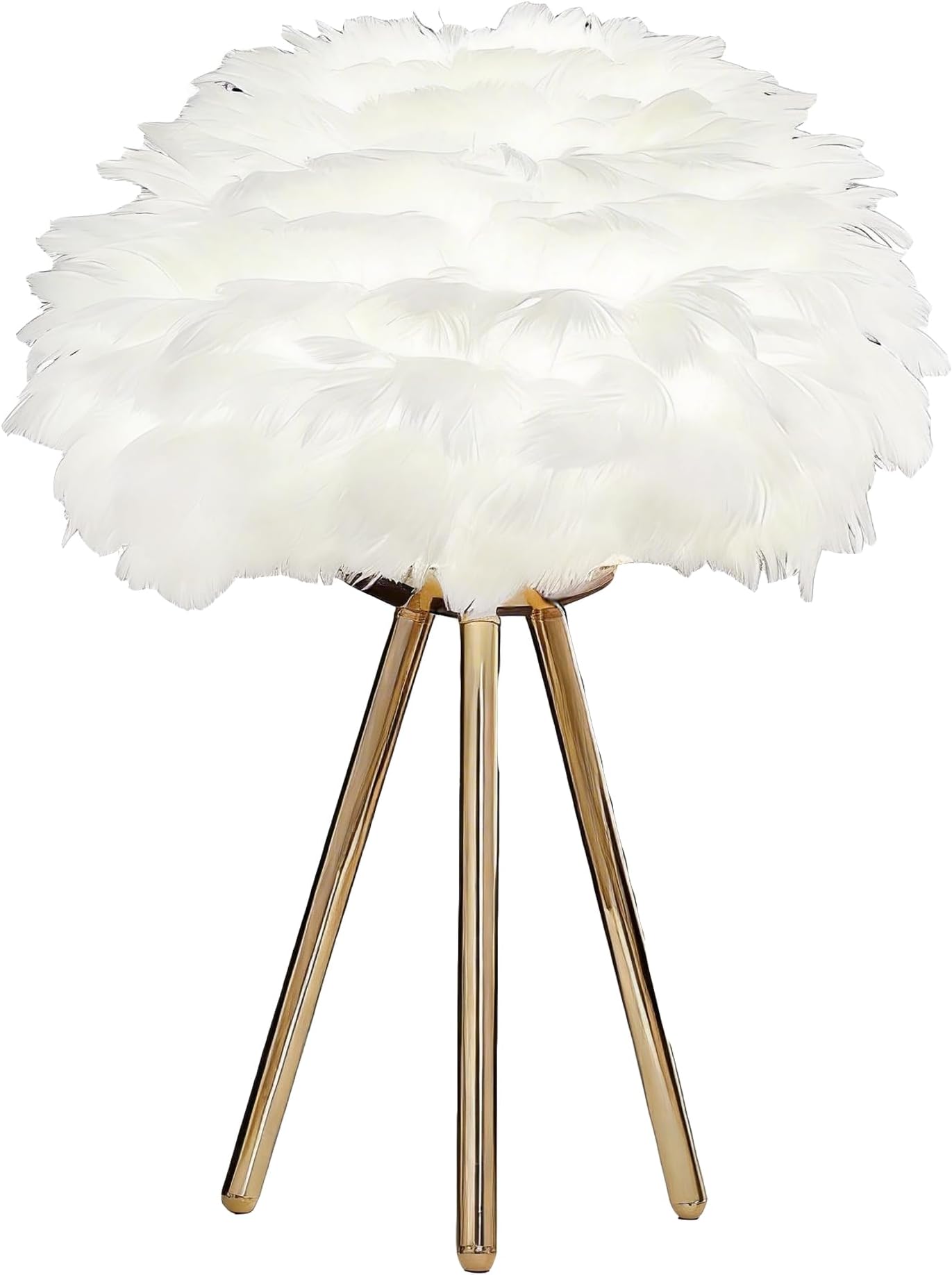 White Feather Lamp Tripod Lamp for for Girls Bedrooms Living Room Aesthetic Decor Desk Lamp Unique Bedside Lamps Gold Large Table Lamp (Tripod-White)