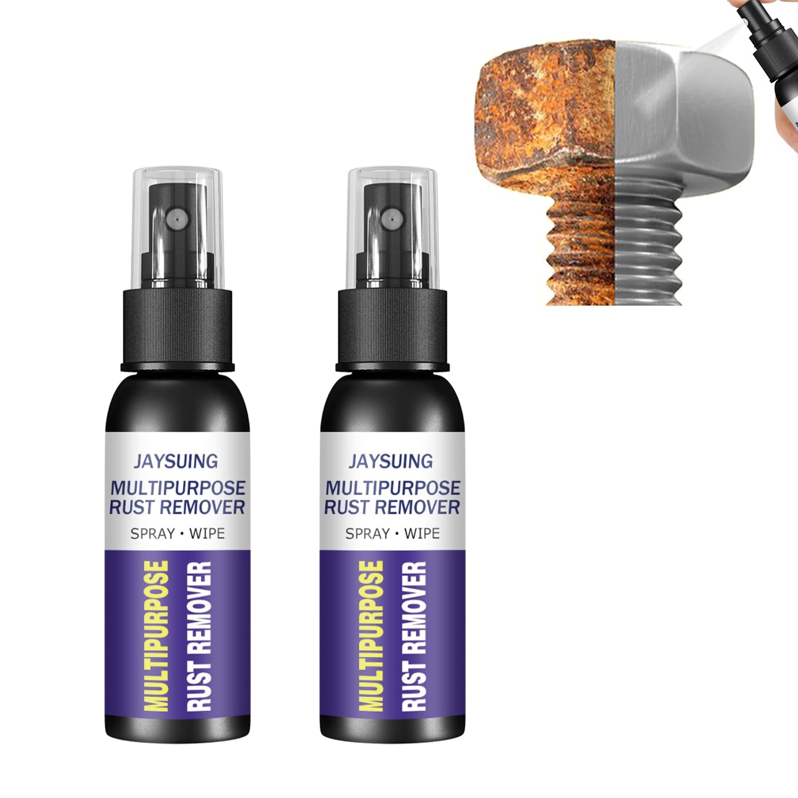 Rust Remover Spray, Multi-Purpose Rust Remover Rust Inhibitor Derusting Spray, Rustout Instant Remover Spray, Anti Rust Inhibitor Derusting Spray, Car Maintenance Cleaning Rust Dissolver 50ml -2pcs