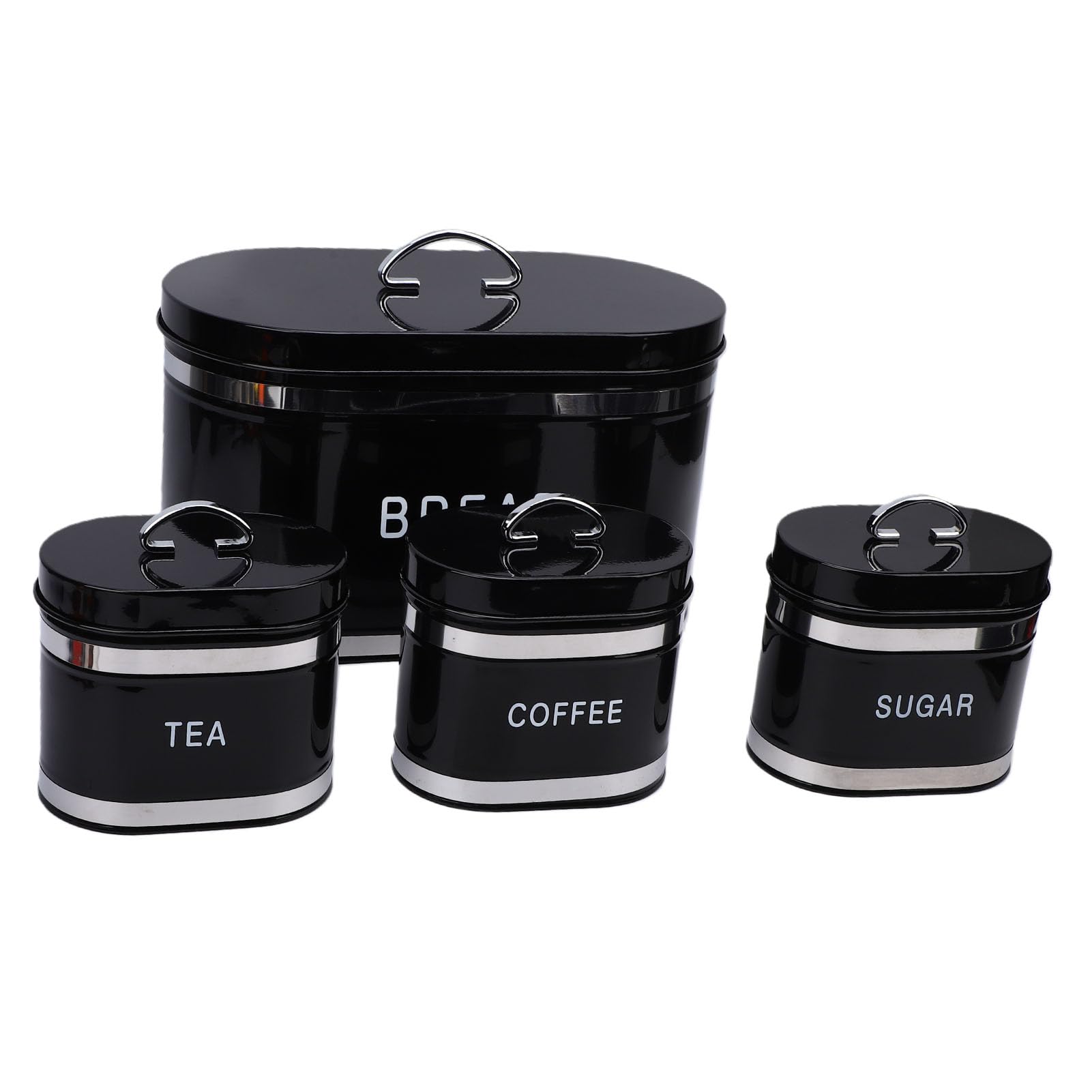 Tnfeeon Set Portapane da Appoggio Set Contenitori Ermetici Portapane Salvaspazio in Ferro 13,2x7,1x7,9 Pollici 3 Contenitori 5,9x3,7x5,1 Pollici per Dispensa Organizzazione Casalinga (BLACK)