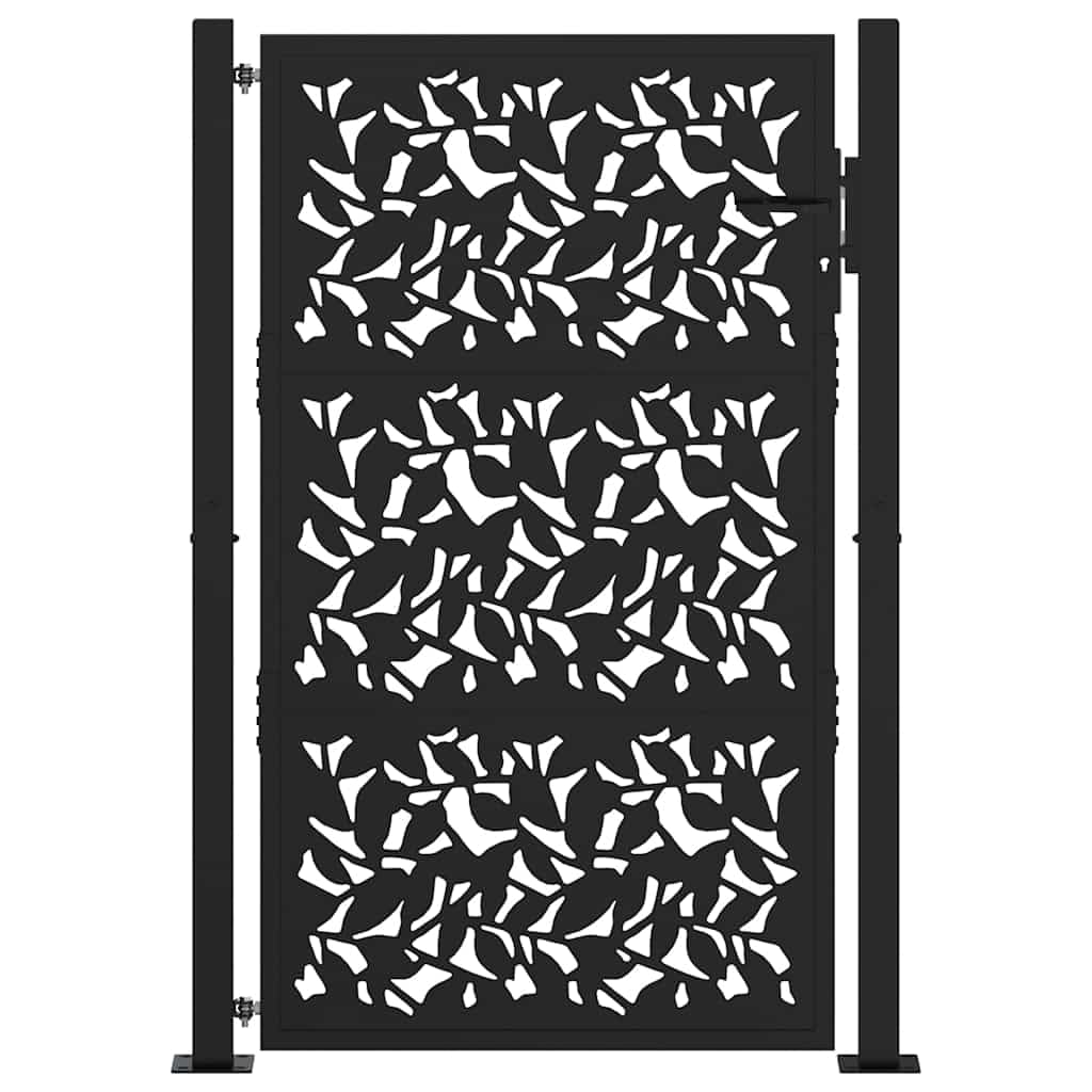 vidaXL Puerta de jardín de diseño de Hojas de Acero Negra 100x150 cm, Puerta de Cerca, Puerta Exterior, Puerta de Metal, Puerta de Seguridad