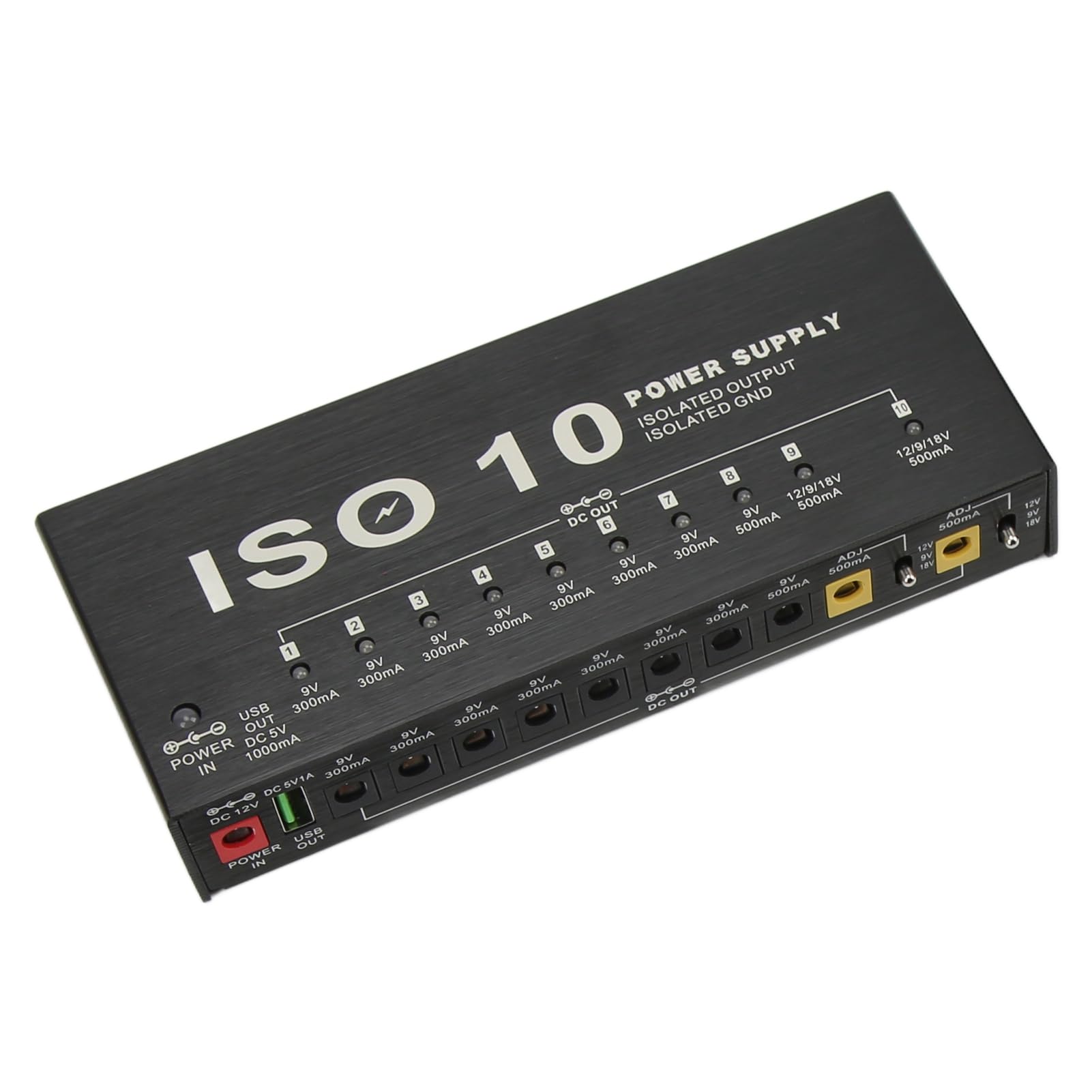 Alimentatore per Pedale per Chitarra, Alimentatore per Effetti a 10 Uscite Uscita USB Alimentatore per Pedaliera Isolato Alimentatori Multieffetto Accessori per Tastiera (Spina