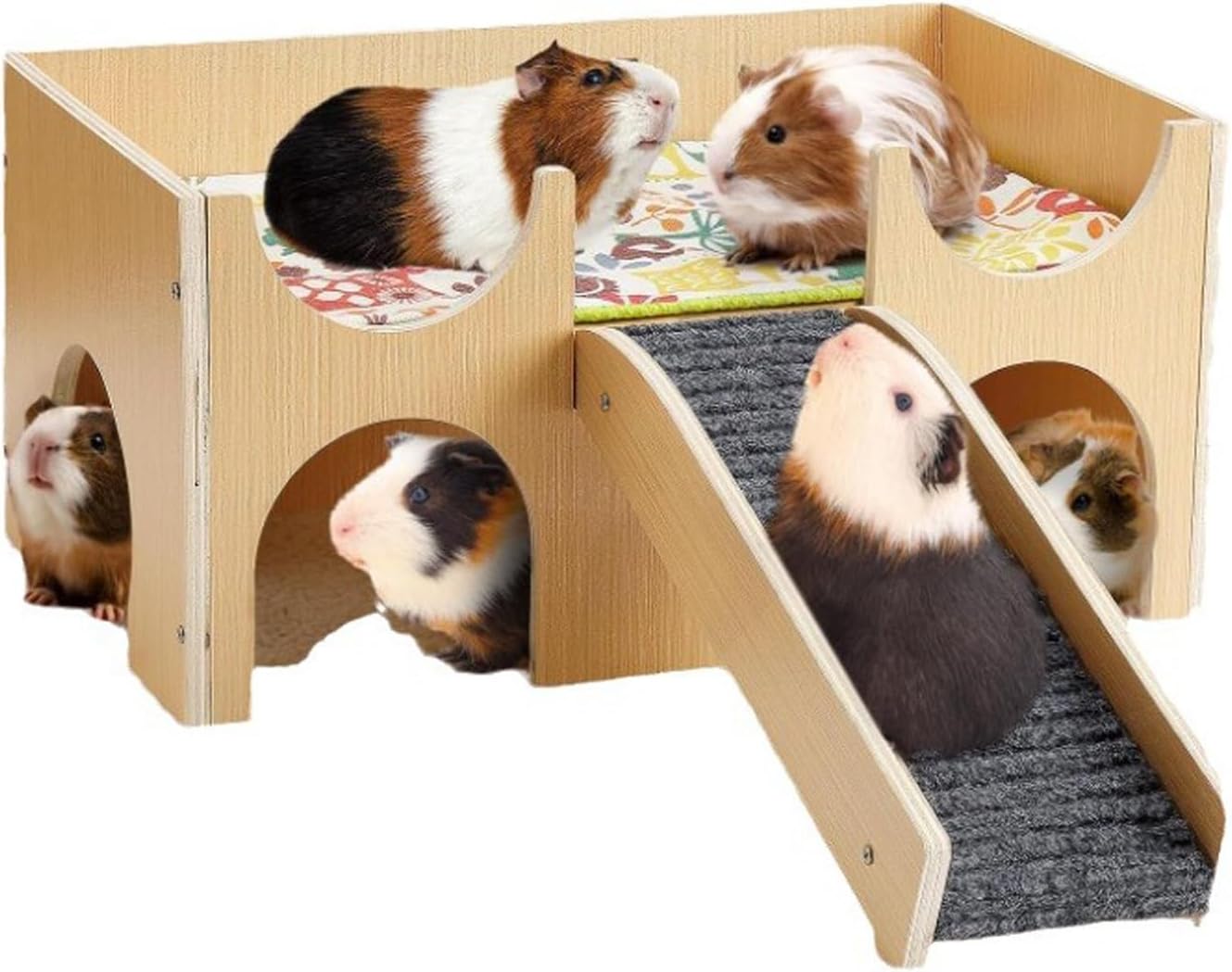 Hamster House Climbing Stair Wood Hideouts Nest Habitat Decors for Gerbils Small Pet Unique Cave Small Animal Climbing Structure