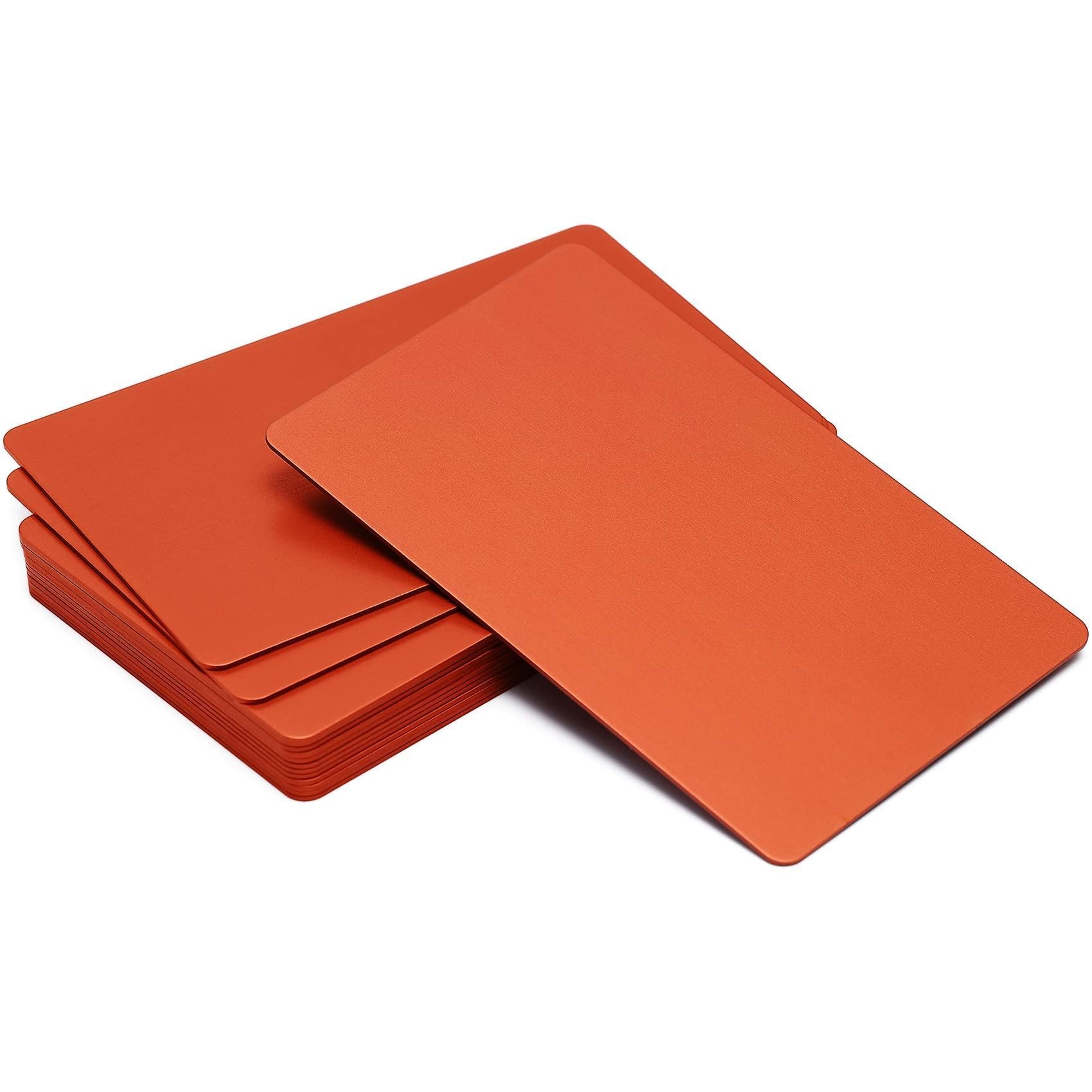 Thick Aluminum Metal Business Cards Anodized Aluminum 86 X 54 X 0.8mm 15 pcs (Orange)