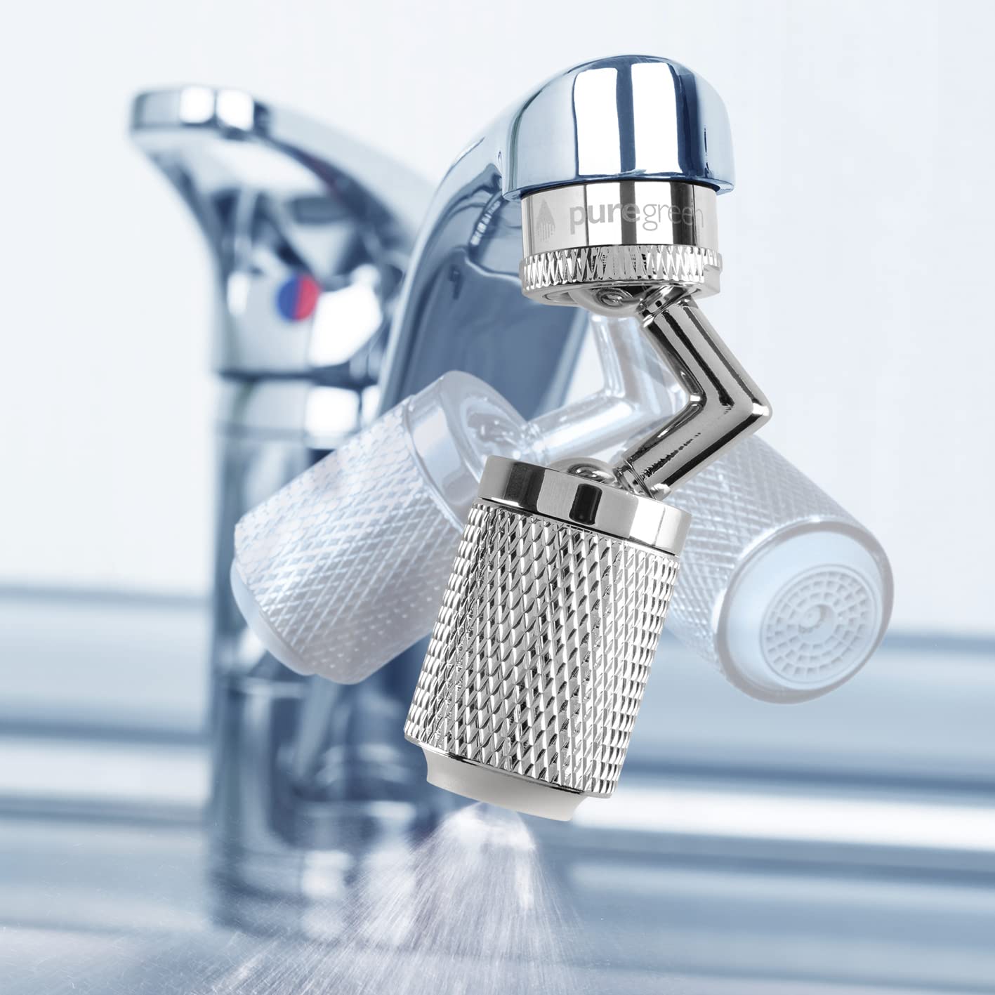 puregreen Régulateur de jet à 360 ° pour robinets de lavage | Économie d'eau jusqu'à 95% grâce aux dernières gouttes d'eau pour robinetterie d'eau dans la cuisine et la salle de bain
