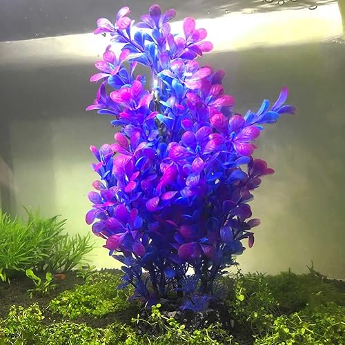 Miniatura 5 de M-bay Plantas de acuario moradas, decoraciones artificiales de acuario, 1 planta de plástico para pecera