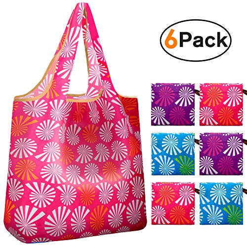 Reger Foldable Nylon Light Weight Compact Grocery Shopping Storage Bags Reusable & Mathine