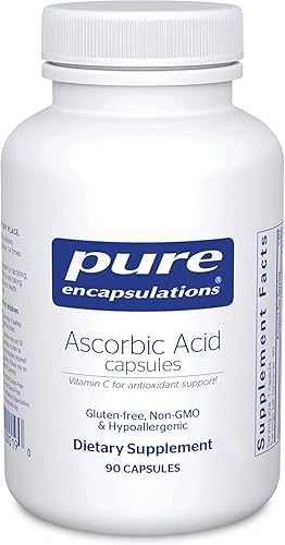 Pure Encapsulations Cápsulas de ácido ascórbico  Suplemento de vitamina C para defensa antioxidante apoyo inmunológico e integridad vascular  90