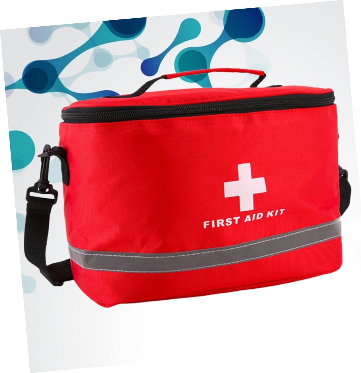 Cylinder Shape Emergency Bag with Portable Design for Outdoor Activities Durable Red First Aid Bag with Buckle Closure for Camping and Travel