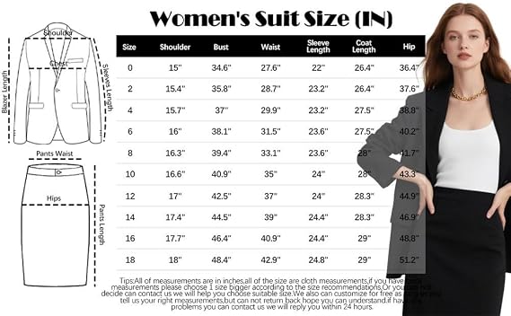Women's 2 Piece Suit Skirt Set Slim Fit Business Office Formal Dress Suit Blazer and Pencil Skirt