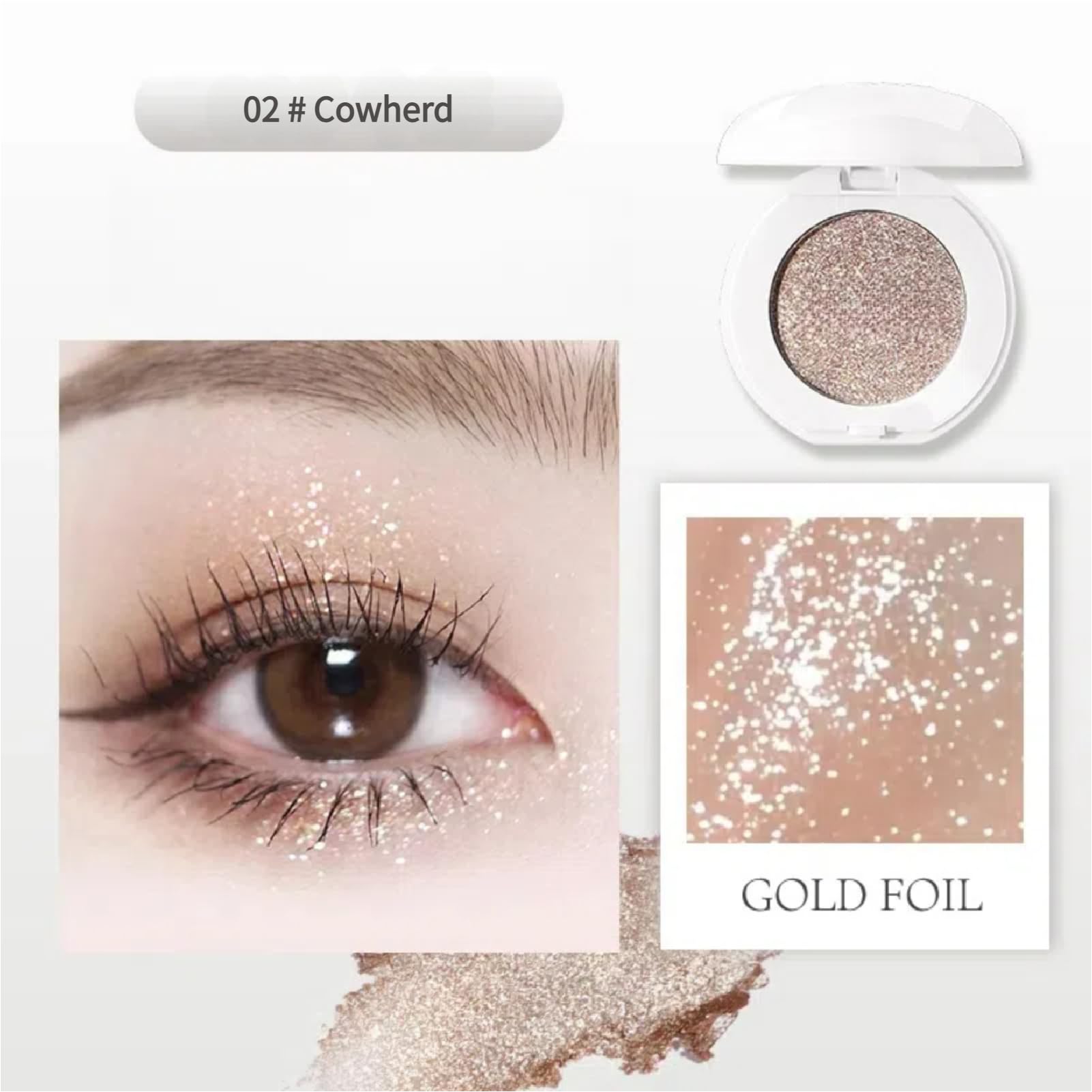 Dreamy Matte & Shimmer Eyeshadow Single, Low Saturation, Waterproof, Sweatproof, Long-Lasting, Highlight, Inner Corner - Image 2