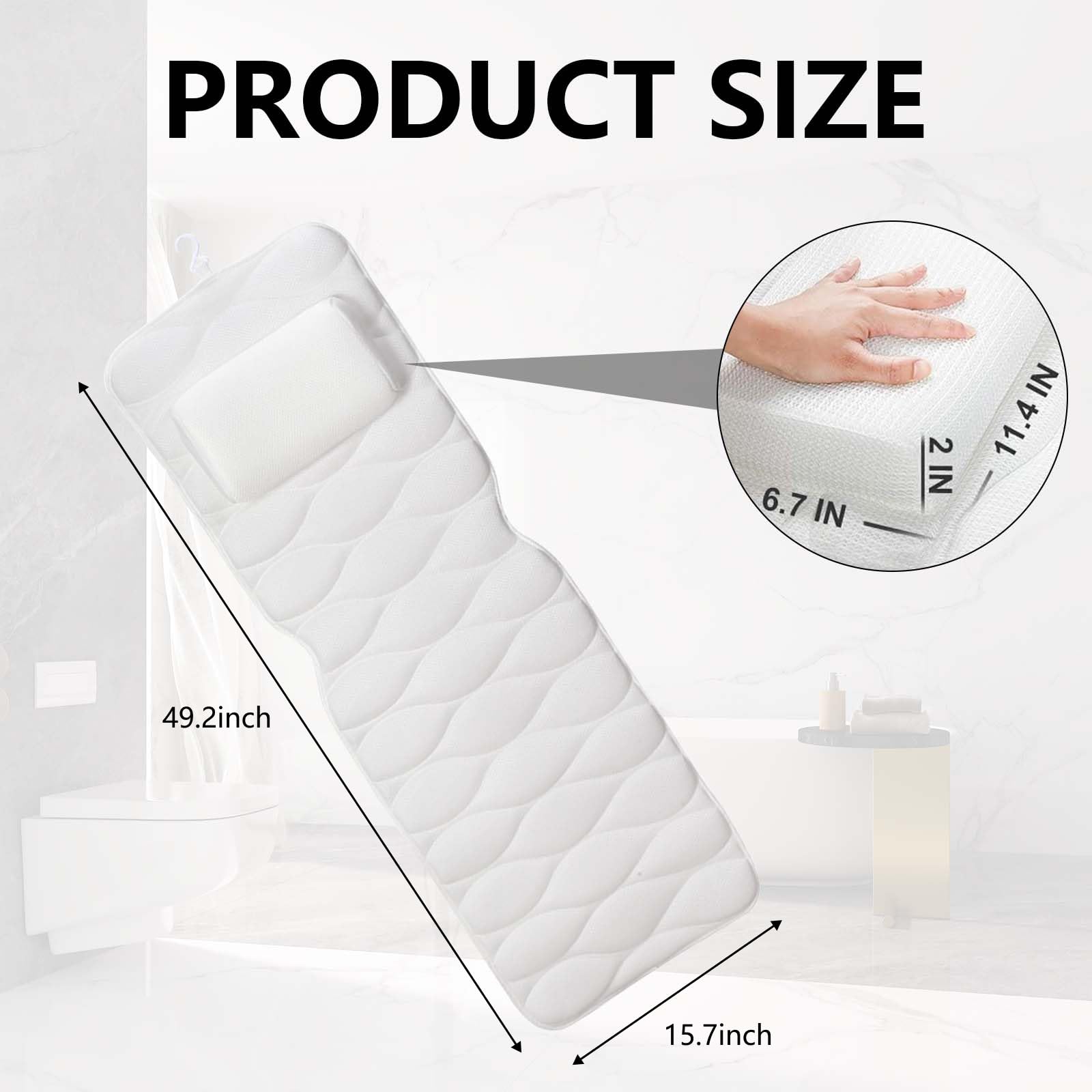 Cuscino da bagno per tutto il corpo per testa e collo, cuscino da bagno con poggiatesta, vasca idromassaggio, cuscino ergonomico con ventose antiscivolo, per vasca idromassaggio, spa domestica