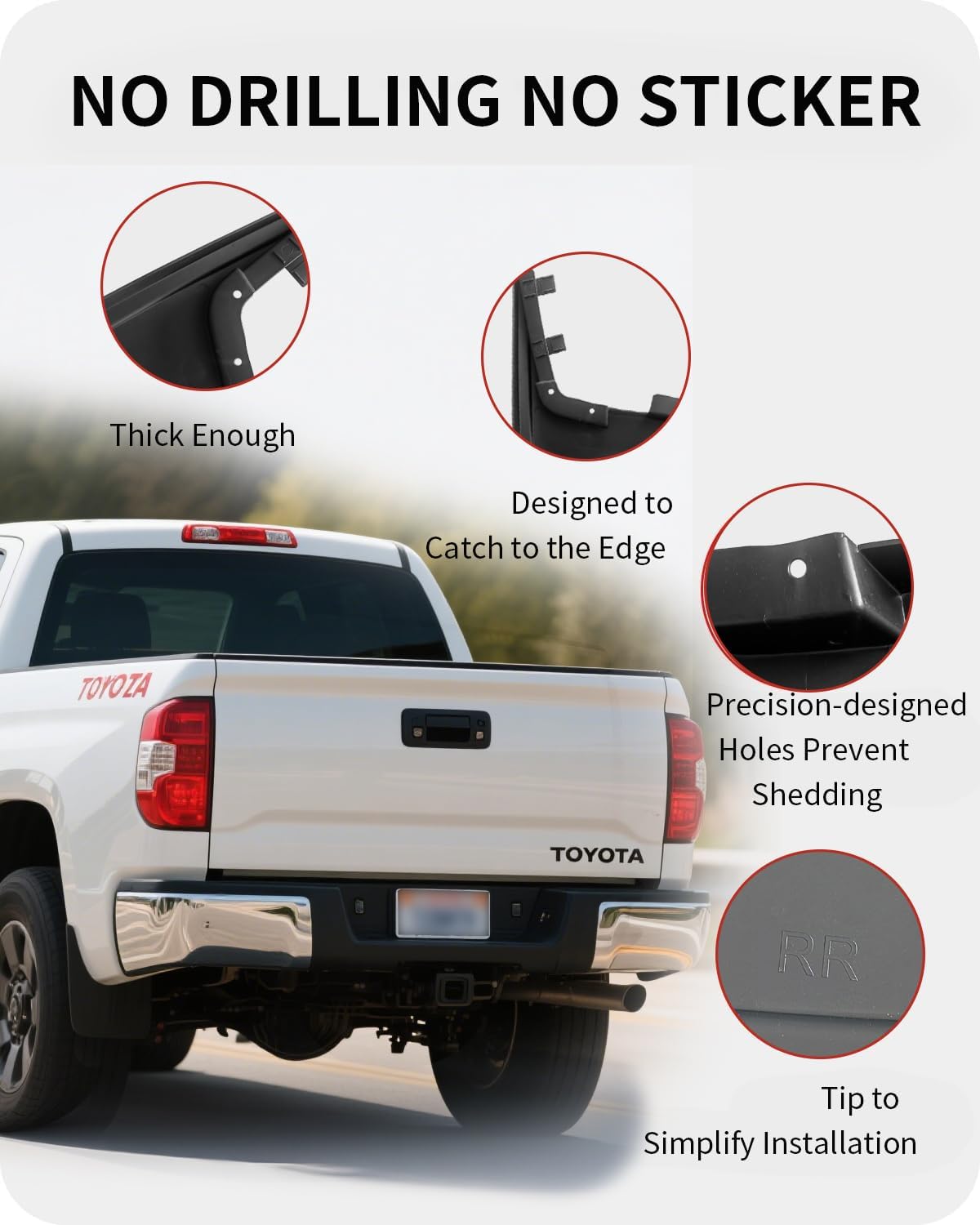 Mud Flaps for Toyota Tundra 2022-2025 (Excl. SR Models), No-Drill Splash Guards, Front & Rear Set (4-PC) w/Hardware