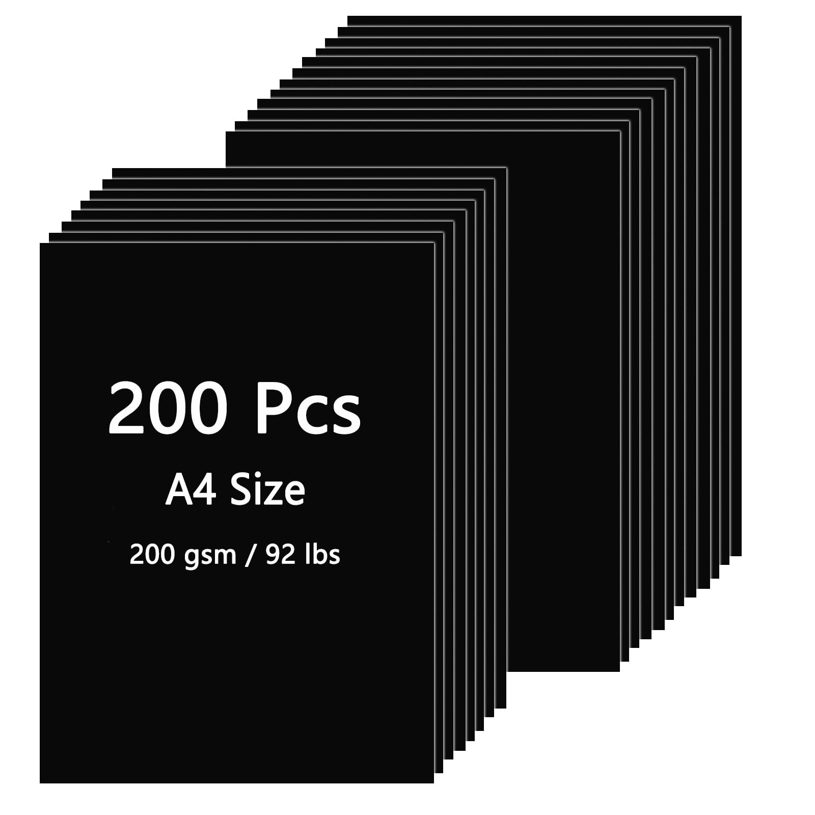 QTLCOHD 200 Sheets Black Cardstock, 8.5 x 11 Inch, 92 lb Construction Paper Bulk, Heavyweight Cover Printer Card Stock for Scrapbooking, Arts & Crafts