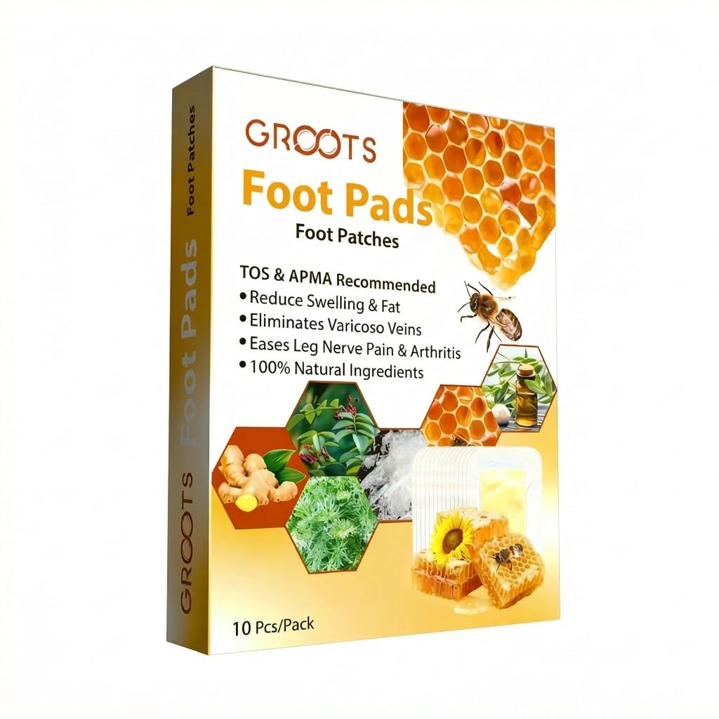 GROOTS Detox Foot patches, Pain Relief Detox patch, Cleansing Toxin Remover Foot Pads, Detoxify Stress Relief Sleep Patch for Detoxification, For Men & Women (1 BOXES = 10 Patches) (Pack Of 5)