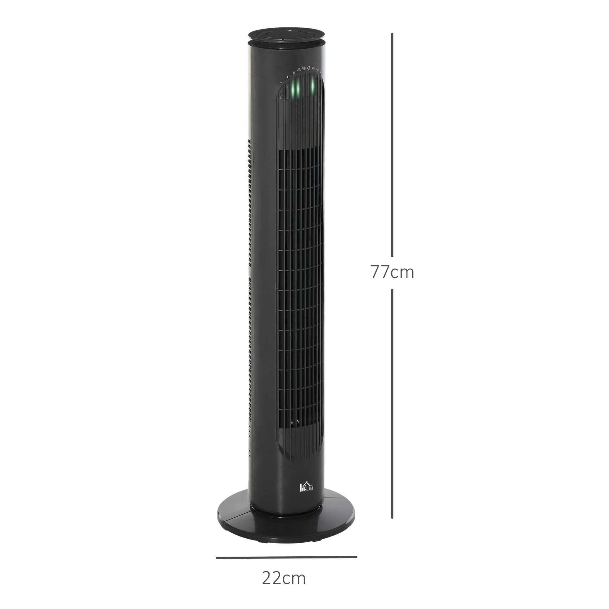HOMCOM Ventilateur Colonne Silencieux 45 W pour Chambre 77H cm Gris Foncé | Ventilateur Tour, 3 Modes 3 Vitesses, Télécommande, Oscillant 70°, Minuterie
