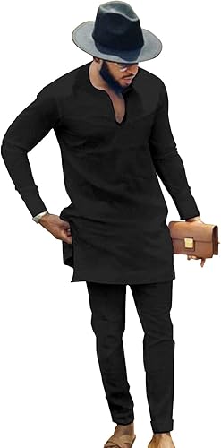 Conjunto de dos piezas de ropa africana para hombre, traje de Dashiki, pantalón y pantalón