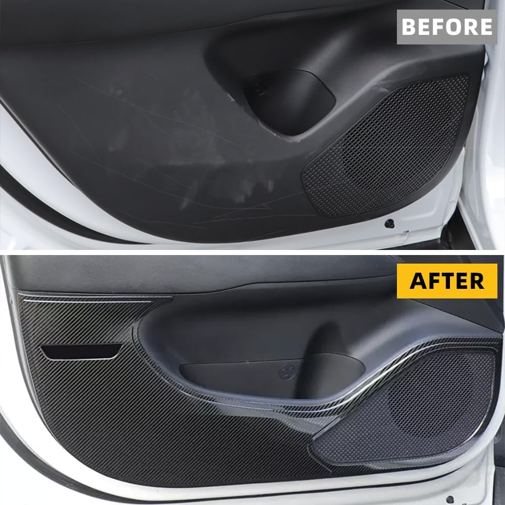 Auto Parts Fit for Hyundai Tucson 2024 2023 2022Front and Rear Door Anti-Kick Panel Cover Trim (Carbon Fiber Pattern) 304 Stainless Steel 4PCS