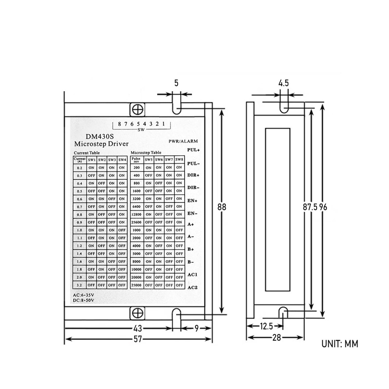 Schrittmotortreiber DM430S 8-50V DC 0.2-3.2A