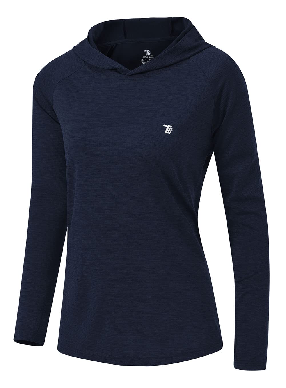YSENTO Damen Laufshirt Langarm Sportshirt UPF 50+ Schnelltrocknend UV Schutz Hoodie Pullover Wandershirt mit Daumenlöcher