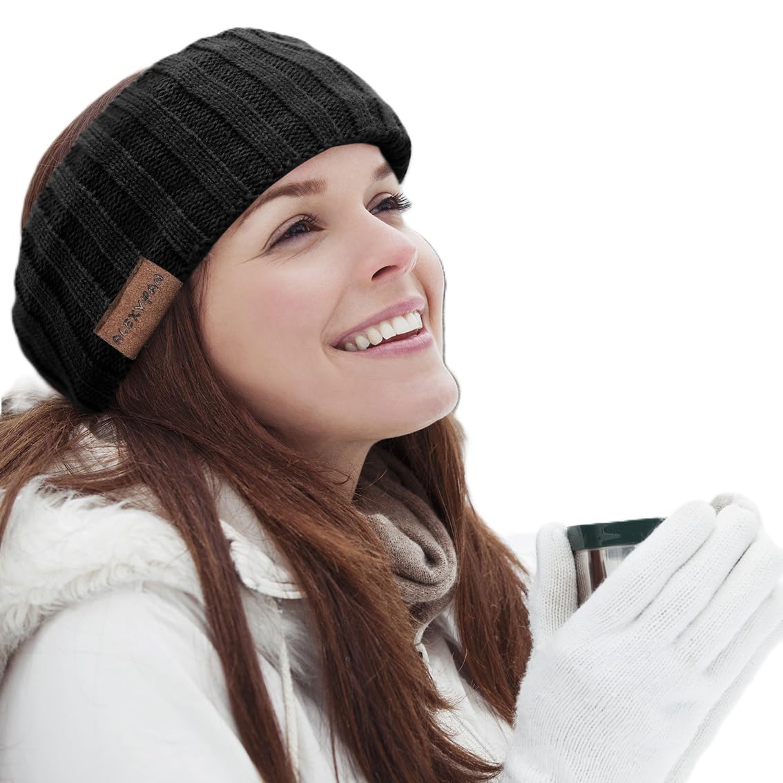 alexvyan Black Woolen Lining Sporty Winter Head Warmer Headbands for Women Wool, Ear Warmers Headband Knitted Thick Cold Weather Warm Ear Muffs Winter Protector-picture-16