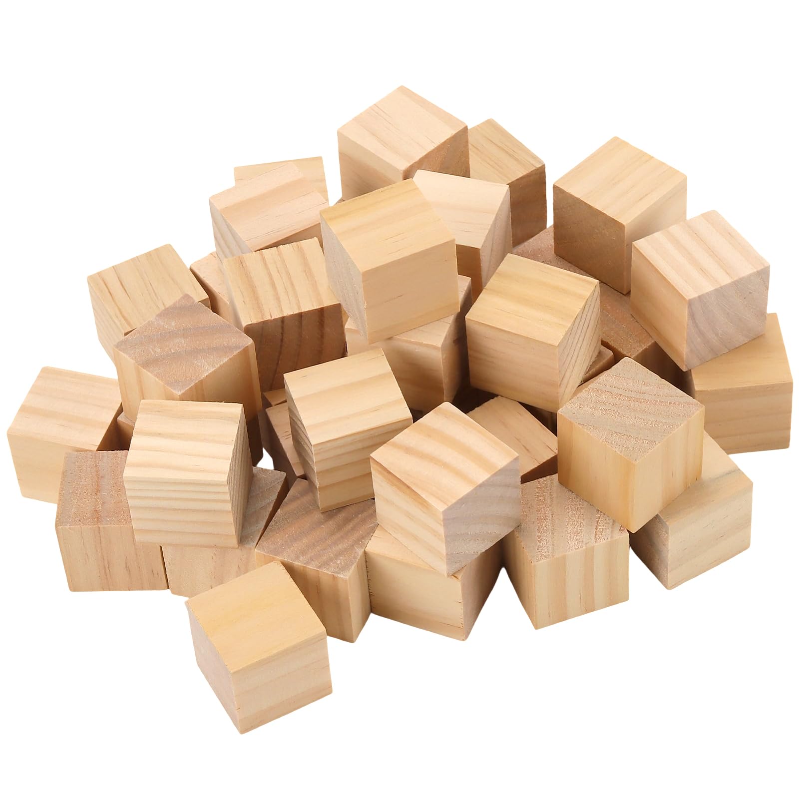 HONYUET 40 Pcs 3 x 3 x 3 cm Small Wooden Cubes, Mini Unfinished Square Wood Blocks for DIY Crafts