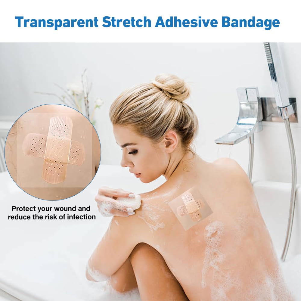 Lotvic Benda Trasparente Impermeabile, 20cm x 10m Cerotti Impermeabili, Pellicola Per Tatuaggi, Pellicola Protettiva Traspirante, Nastro Adesivo Elastico per Protezione, Anti-allergico