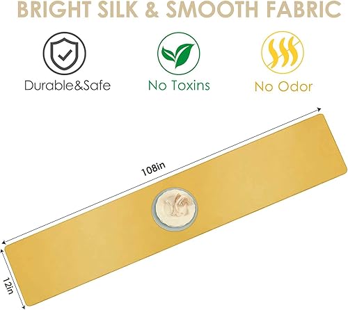 Miniatura 2 de Paquete de 4 caminos de mesa, 12 x 108 pulgadas, satén desechable, lavable de seda brillante y tela lisa, funda larga de alta calidad para boda,