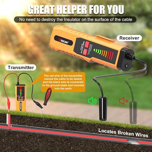 Underground Wire Tracer, VXSCAN F04 Underground Wire Locator Tone Generator Kit and Probe with Earphone Cable Tester for Locating Breakage Cables Irrigation Wires Pet Fence
