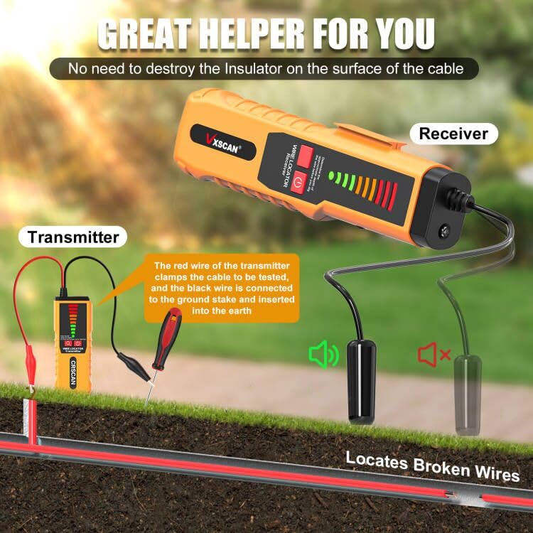 f04 underground wire locator tracer tone generator kit and probe with earphone buried wire tester for locating breakage cables amp wires dog fence cables