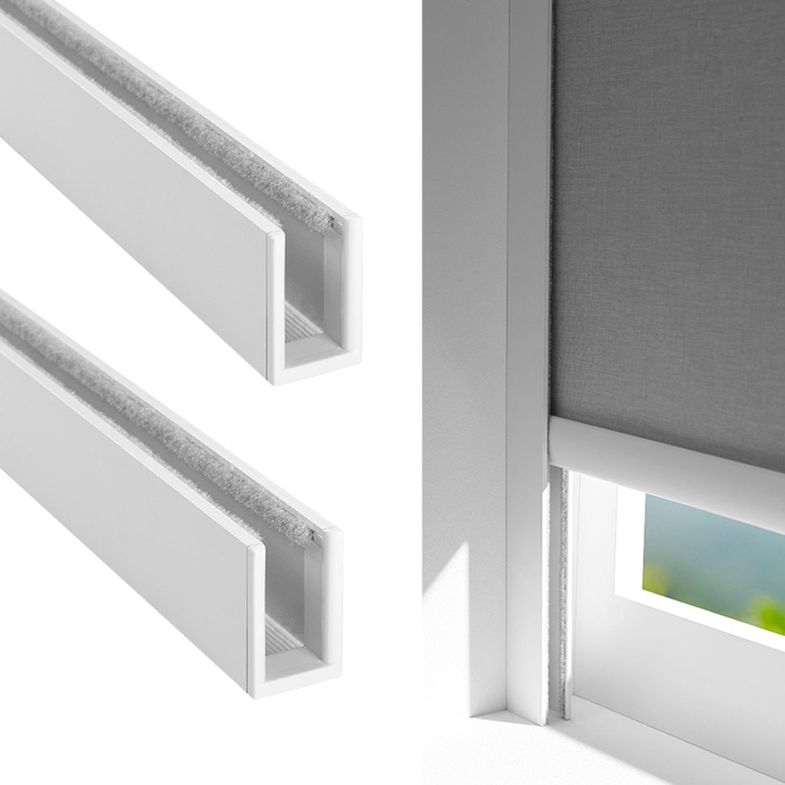 Store de fenêtre en U avec rails réglables 50-230 cm blanc