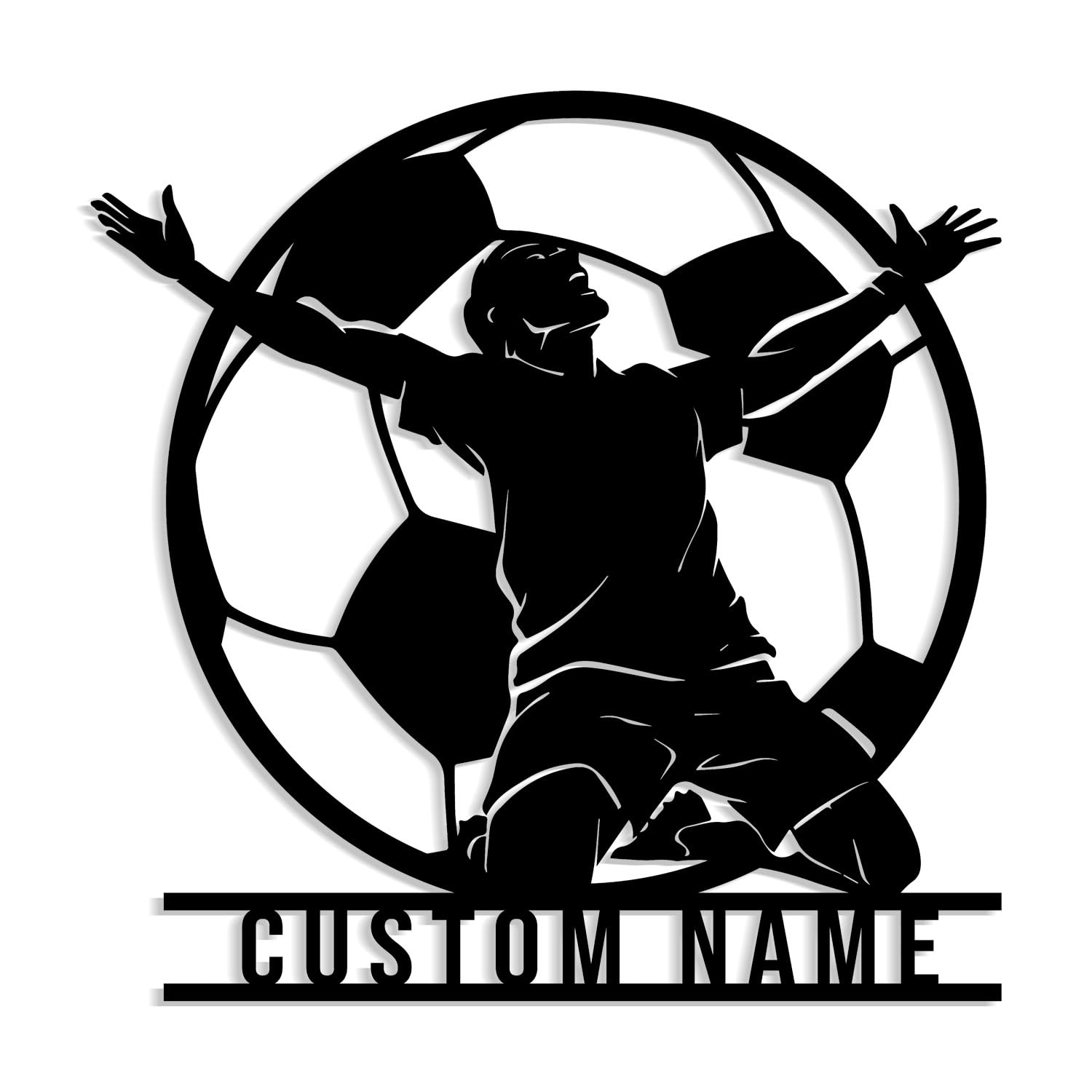 Customized football metal signs, personalized football player name and number signs for home decoration, indoor and outdoor wall art decoration (style-3)