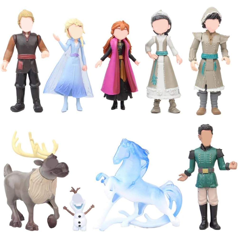 9Pcs Ice and Snow Princess Cake Decoration,Princess Figures Set Action Figures Mini Cartoon Figurines Birthday Cake Decorations For Kids Birthday Decor Ornaments Party Supplies