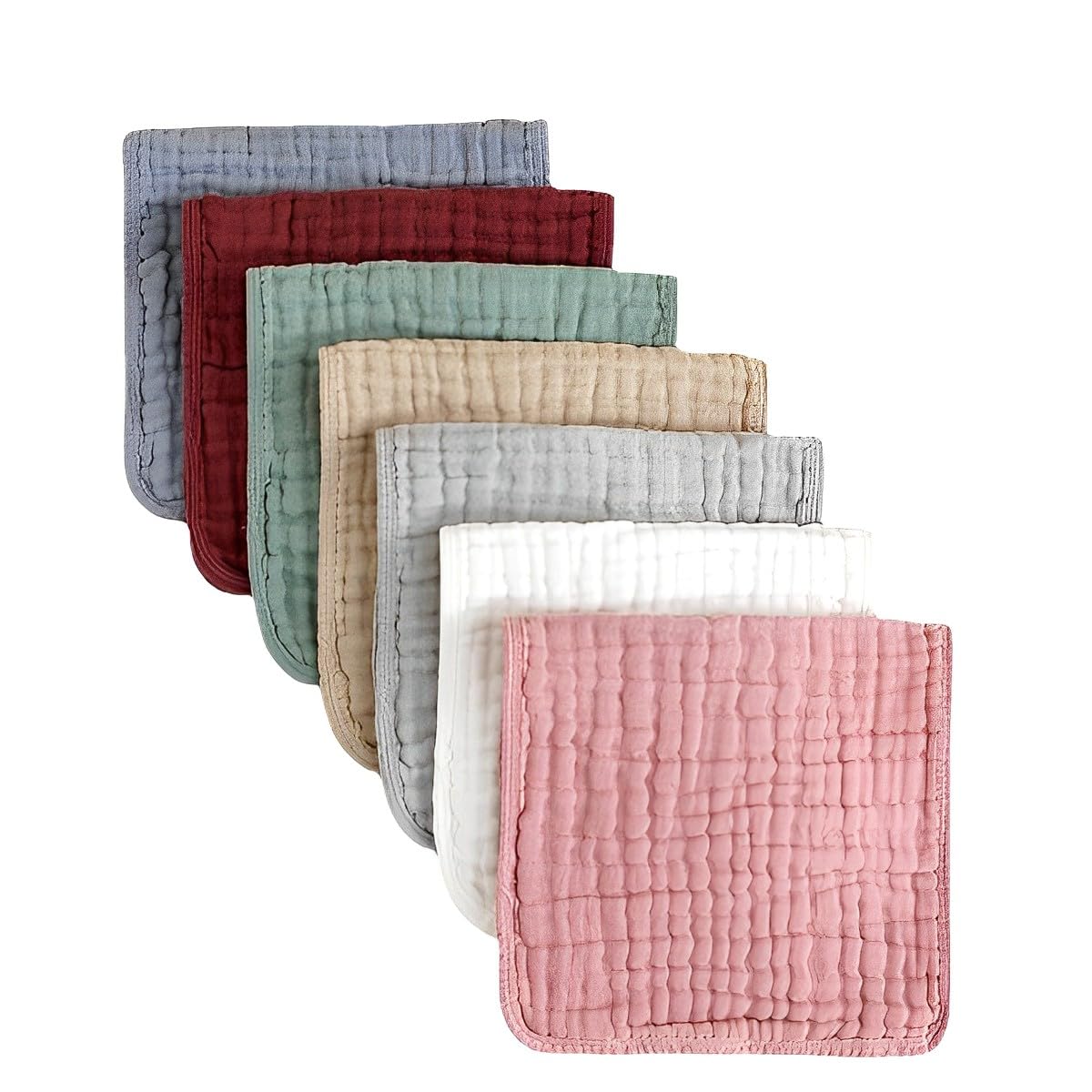 ALMEKAQUZ Baby Burp Cloths Set, 7 Pack 100% Cotton Large 20 X 10 Inch Burping Clothes for Unisex Infant, Newborn, Baby, Soft and Absorbent Baby Burp for Drooling, Spit Up Rags (Assorted Colors 7)