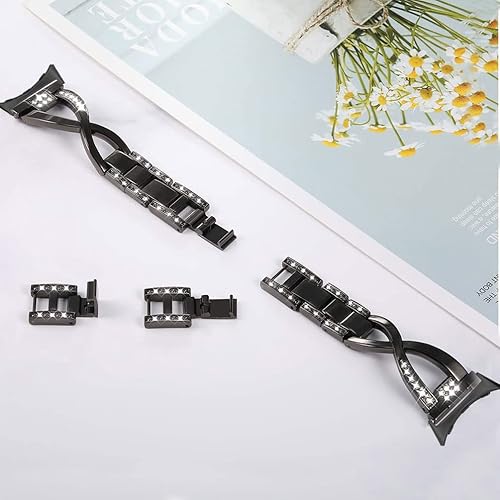 Miniatura 10 de Sankel Compatible con correas de reloj Google Pixel para mujer sin huecos cadena de repuesto de metal pulsera de diamantes de imitación correa de