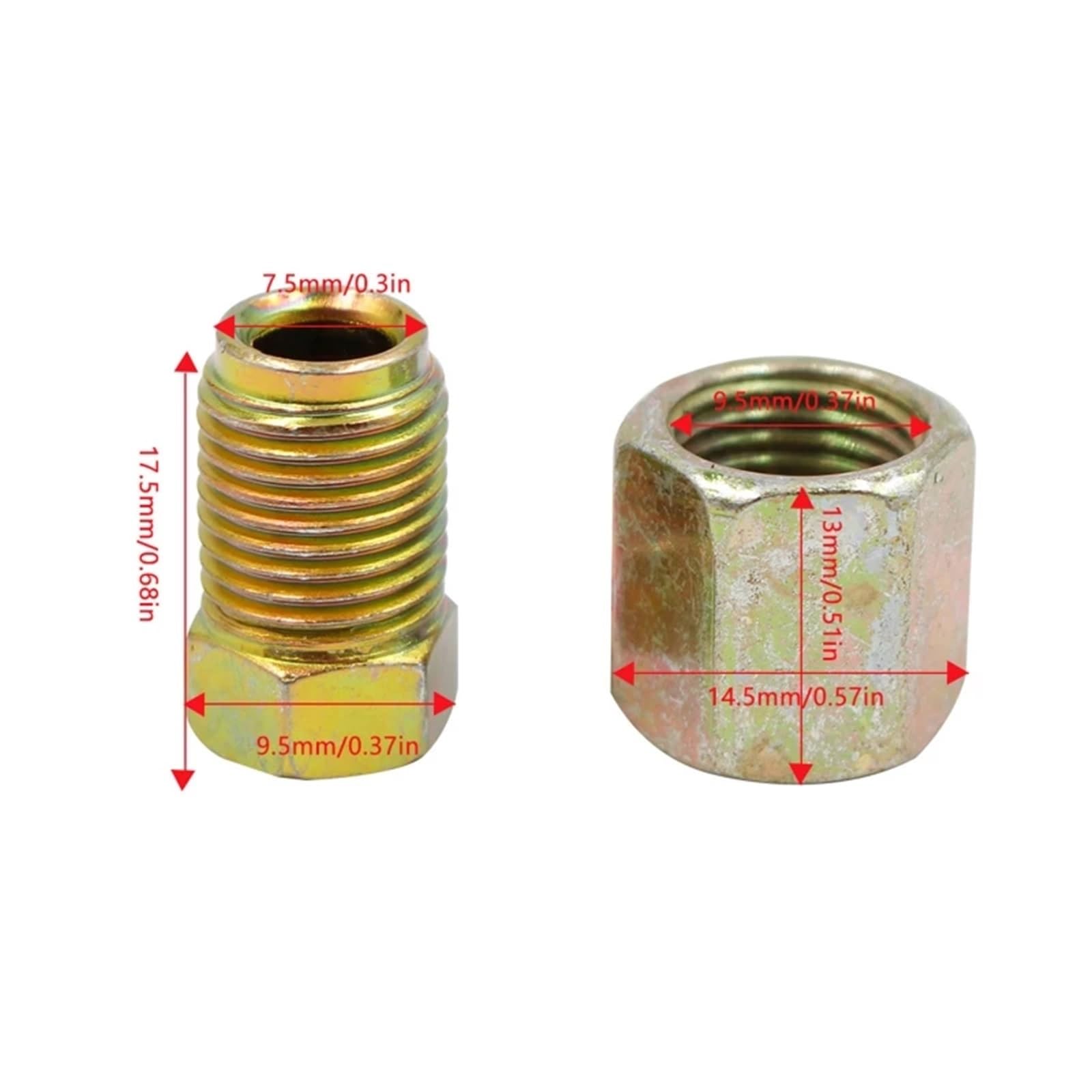 Miedziany wąż hamulcowy do samochodu 50 Szt. Adapterów Do Przewodów Hamulcowych Samochodowych 3/16" 10 Mm X 1 Mm, Gwinty Metalowe, Asortyment Złączy