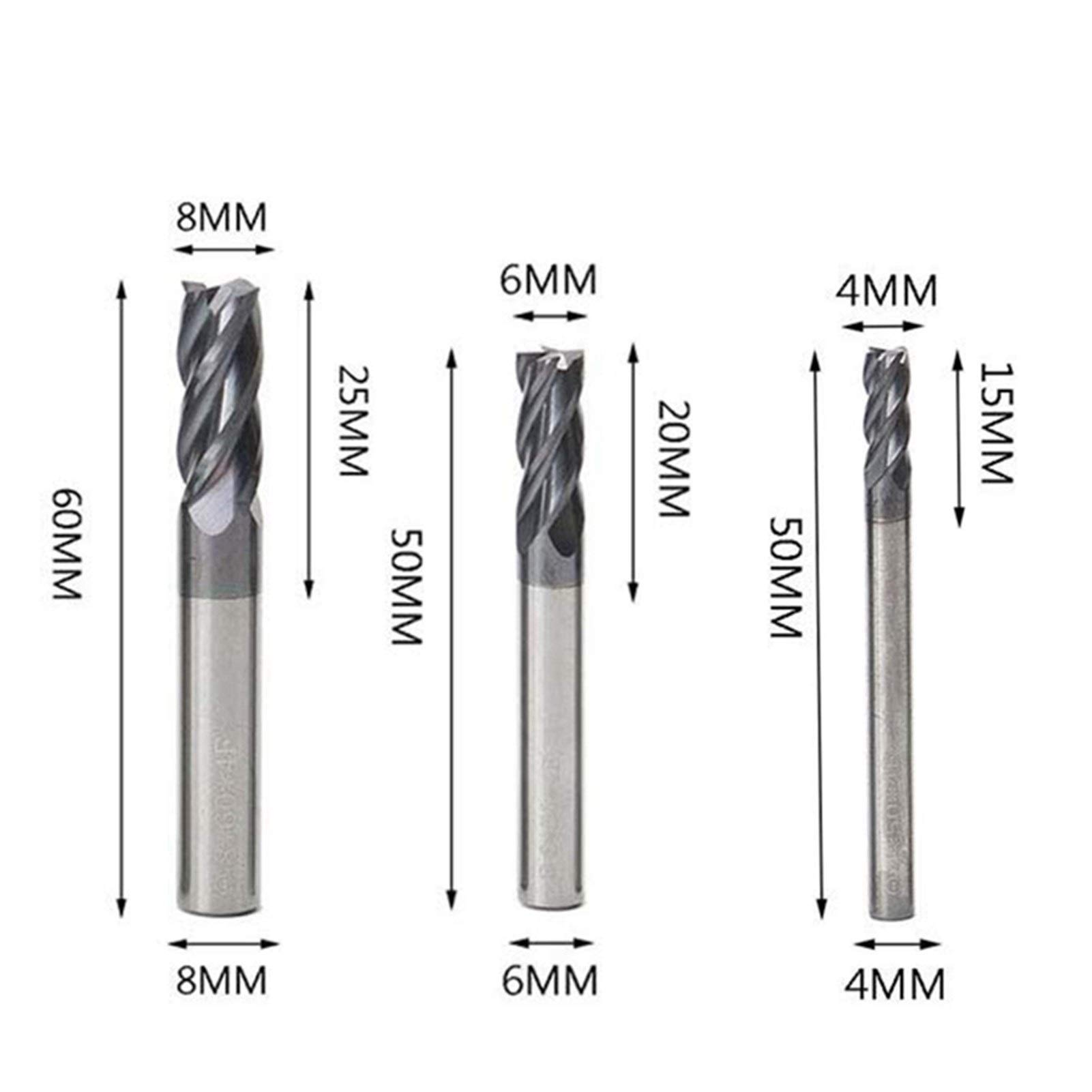 Punte per trapano manuale a torsione, 3 pezzi da 4 6 8 mm in carburo cementato a 4 taglienti per fresatura a spirale