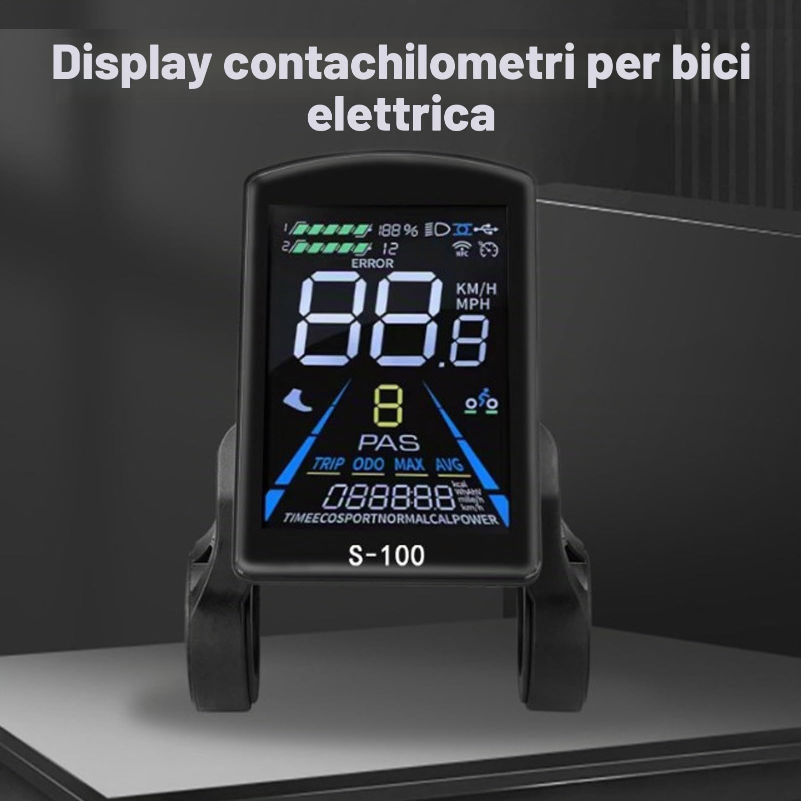 Asixxsix Display LCD per Bici Elettrica, Display Universale Ad Ampia Tensione 24V 36V 48V 60V 72V, Impermeabile con Schermo Verticale Colorato Prestazioni Stabili per Bici Elettriche