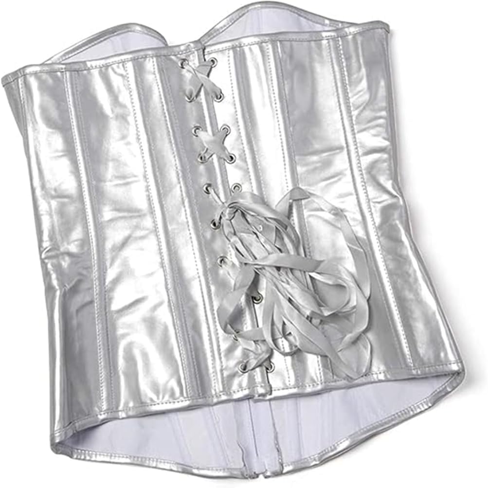 Women's Vintage Gothic Faux Leather Corset Steampunk Rock Basque Corsets - Image 2