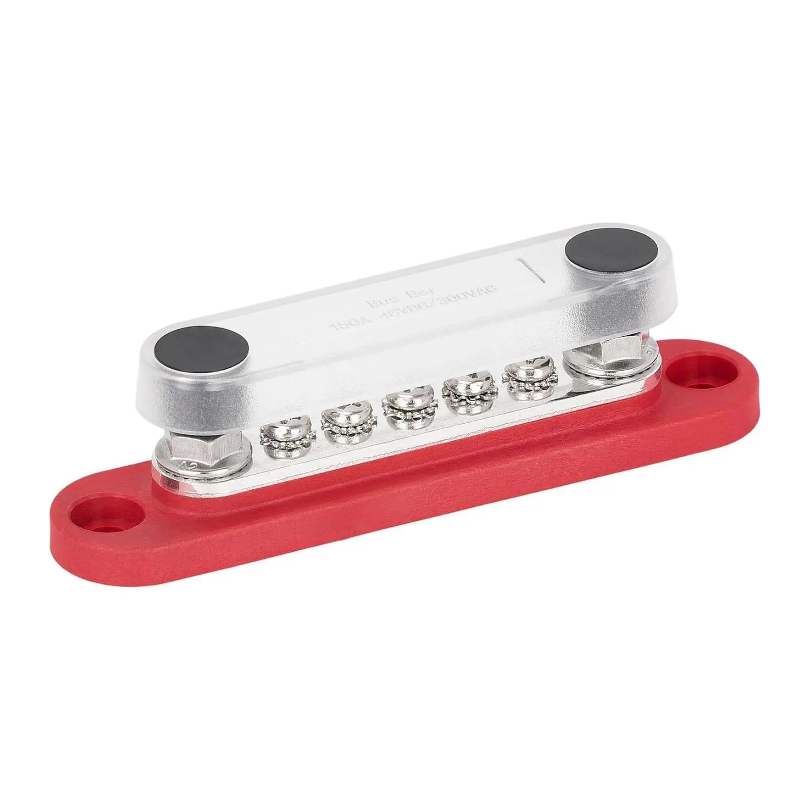 Bloque de distribución de energía de 150A, bloque de conexión profesional de 48V, barra colectora resistente for sistemas solares de vehículos, barcos, remolques, RV(1 Piece Red)