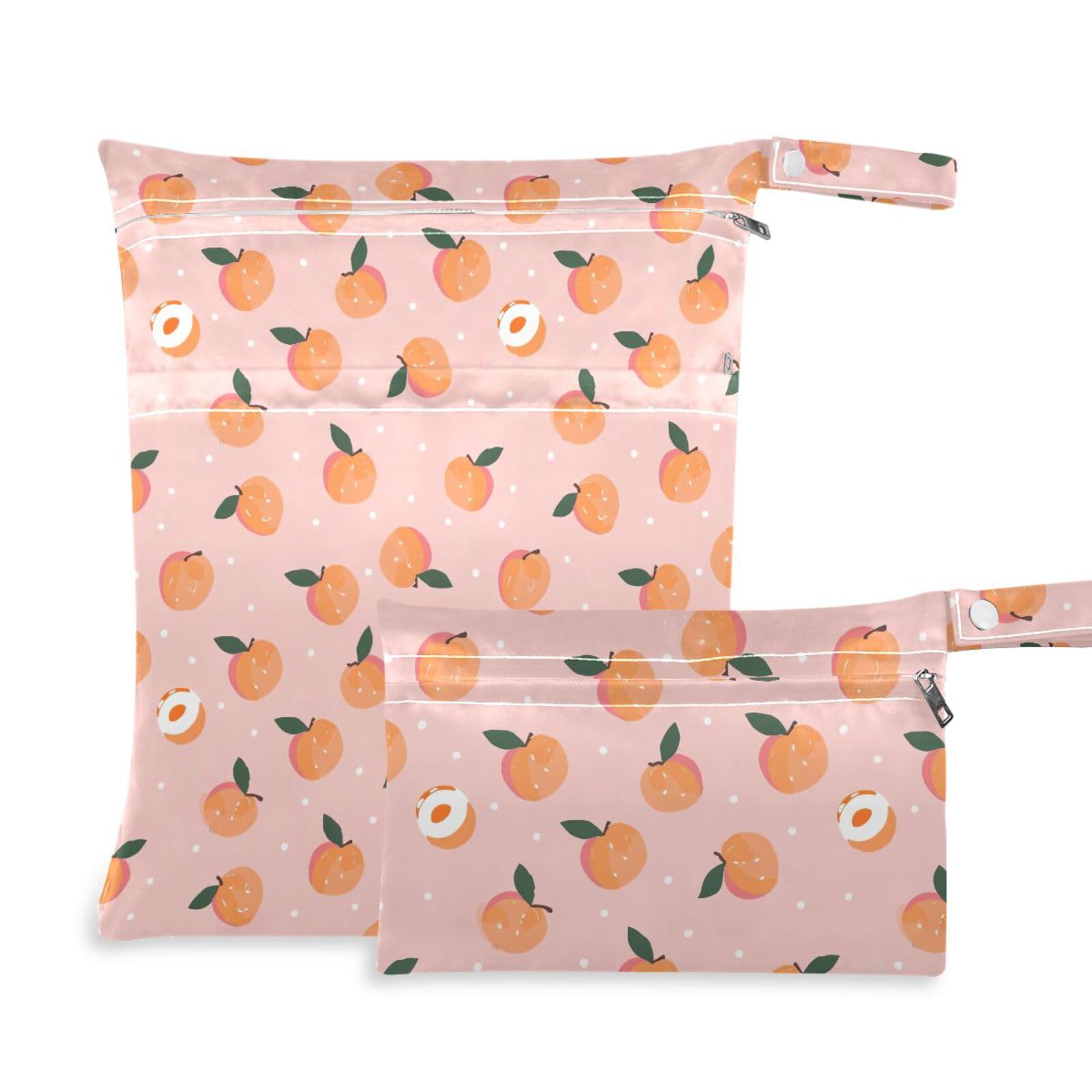 Coikll Wet Dry Bags for Cloth Diaper 2 Pack Waterproof Yoga Gym Bag for Swimsuit Wet Clothes Baby Items-?Lovely Peach ?