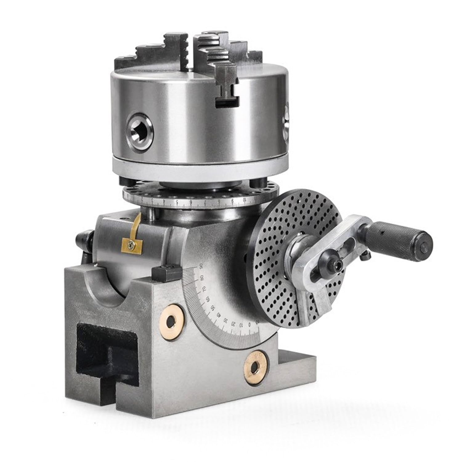 CelyToe Cast Iron Base Universal Dividing Head, with Offset Tailstock,Available in 4/5/6 Inch,Stable Index Head Kit for Gear Cutting, Drilling and Milling Applications 4inch