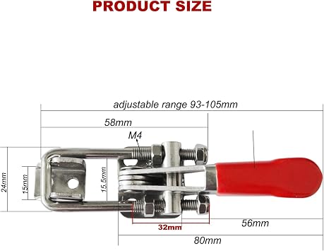 100% 304 Stainless Steel 2 Pack Toggle Latch Clamp 4001 & Self-Lock U-Bolt Toggle Clamp Latch 40323