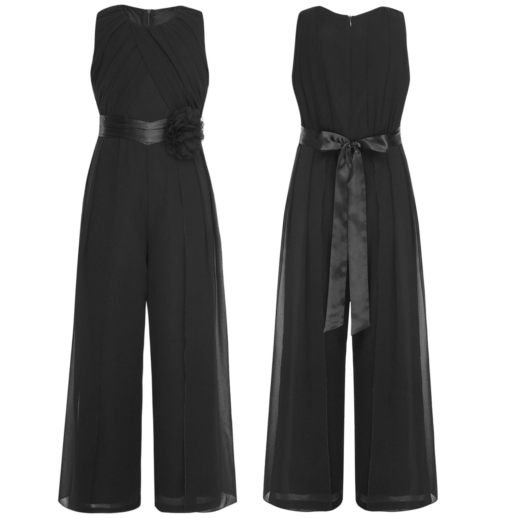 Yhong Combinaison de Fête Sans Manches pour Filles Barboteuse de Fête d'anniversaire Salopette de Communion Cocktail Combishort 7-16 Ans