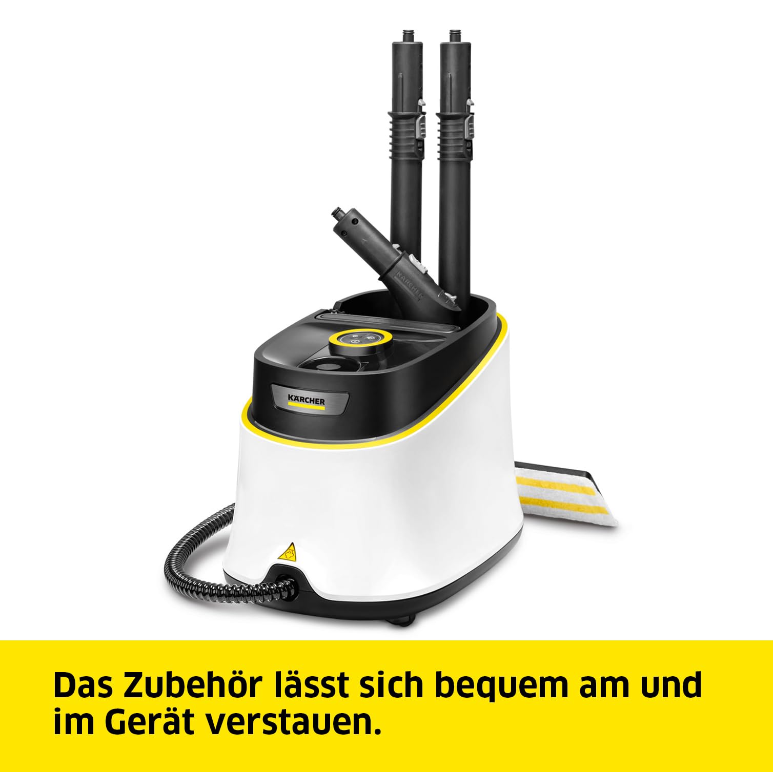 Kärcher Dampfreiniger SC 3 Deluxe, Dampfdruck: 3,5 bar, Aufheizzeit: 30 s, Leistung: 1.900 W, Flächenleistung: 75 m², Tank: 1 l, mit Bodenreinigungsset, Mikrofaser-Bezug, Düsen und Rundbürste, Weiß