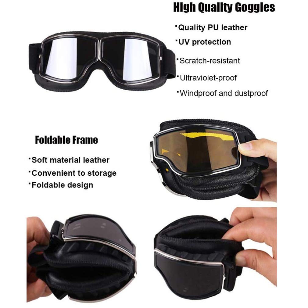 Retro Pilot Motorcycle Goggles Fog-proof Warm Riding Goggles ATV Bike Motocross Glasses Safety Goggles